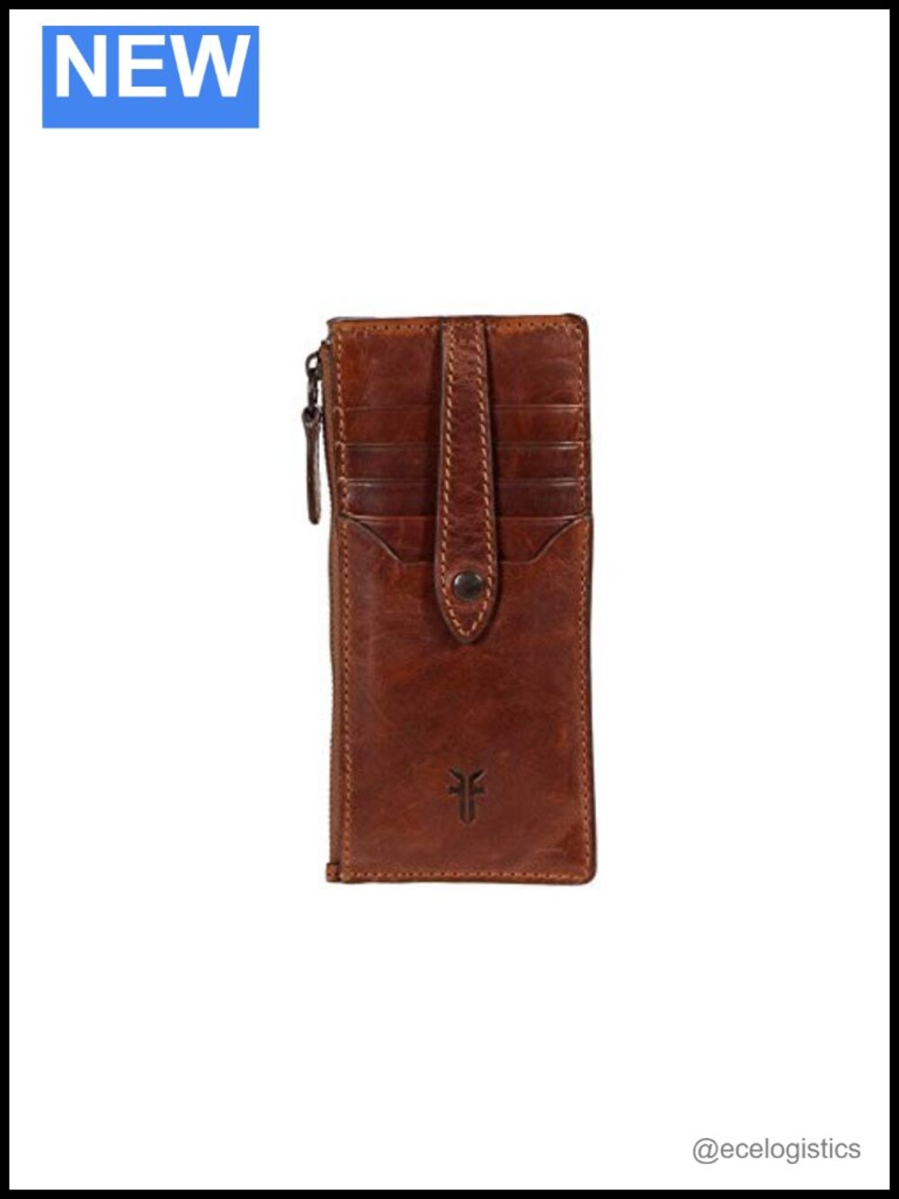 Genuine Leather Snap Card Wallet with 9 Card Slots, Key Ring, Clear ID Window